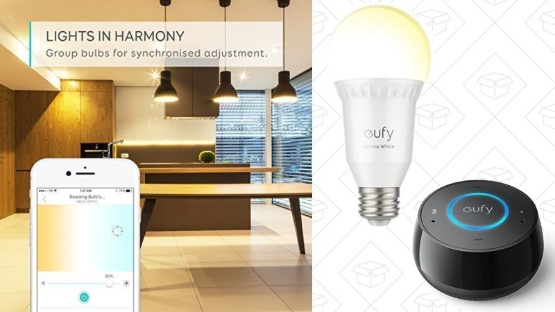 Luz Eufy Lumos blanca, $25 | Luz Eufy Lumos blanca tenue, $17 | Eufy Genie, $20 con código KINJA000